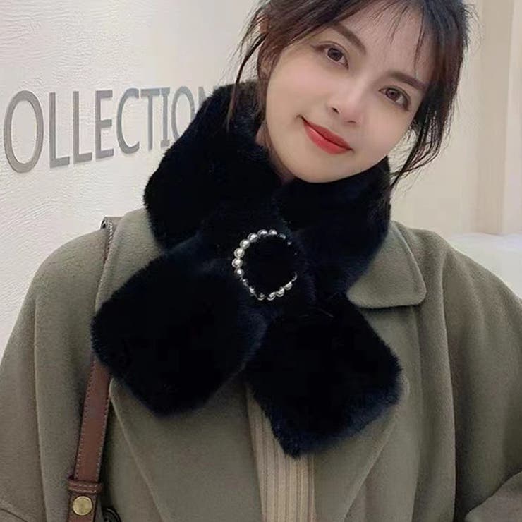 A03*ブラック | マフラー ティペット フェイクファー | shoppinggo