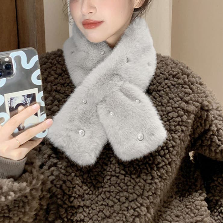 A04*グレー | マフラー ティペット フェイクファー | shoppinggo