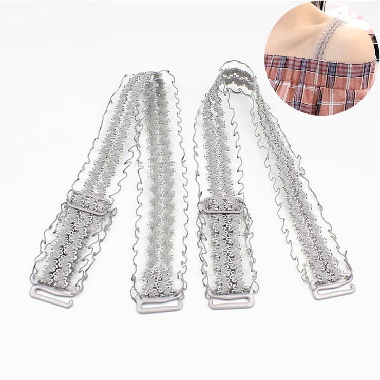 グレー | ブラストラップ フリル肩紐 ブラジャーストラップ | shoppinggo