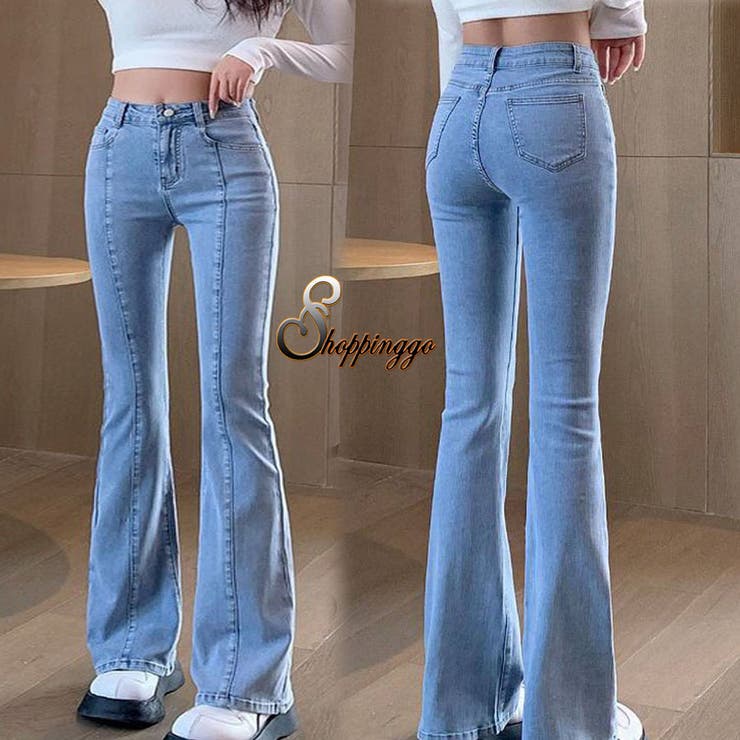 HOLIDAY　デニムパンツ　レディース　ハイウエスト　スキニー　フレア　ブルー HIGH WAIST SKINNY FLARE DENIM PANTS ハイウエストスキニー