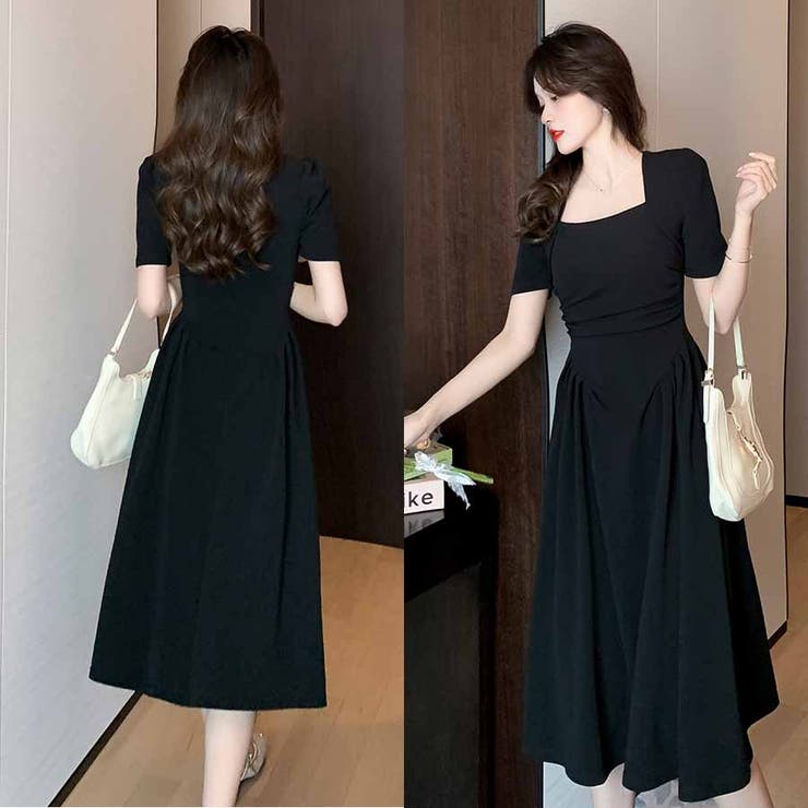 ザラ スクエアネック ワンピース 半袖 ZARA - 新品 ZARA 今季完売品 スクエアネック ワンピースの通販
