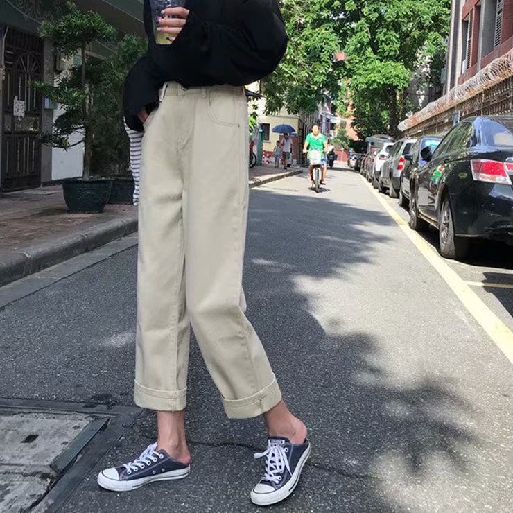 ベージュ | デニムパンツ レディース アンクル丈 ストレートデニム | shoppinggo