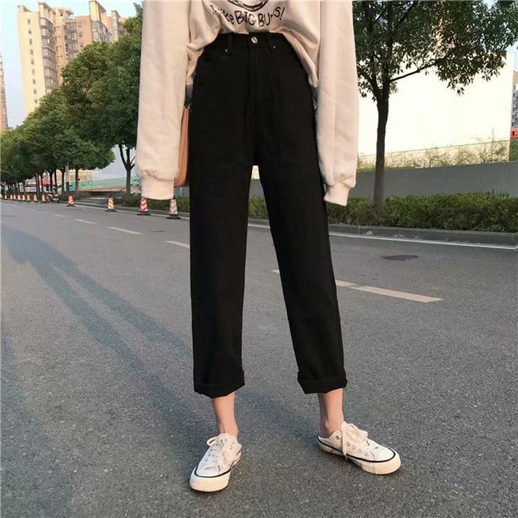 ブラック | デニムパンツ レディース アンクル丈 ストレートデニム | shoppinggo