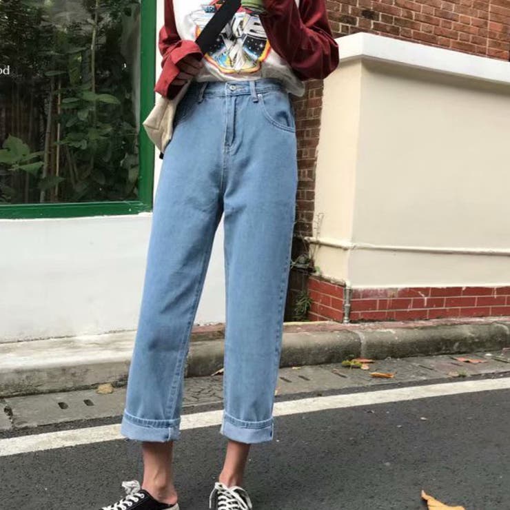 ブルー | デニムパンツ レディース アンクル丈 ストレートデニム | shoppinggo