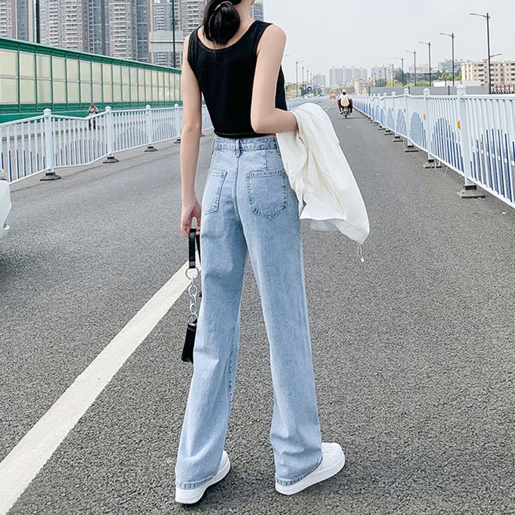 美脚ストレートパンツ 着やせ セミワイドパンツ | shoppinggo | 詳細画像10 