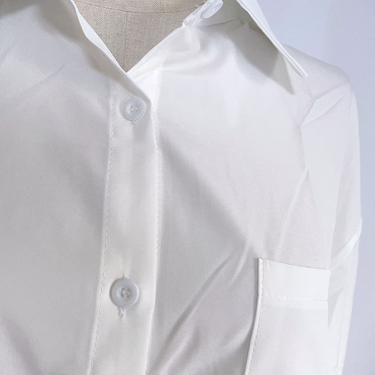 白ブラウス シャツ レディースロングシャツ[品番:JRKW0004127 白ブラウス シャツ レディースロングシャツ[品番:JRKW0004127