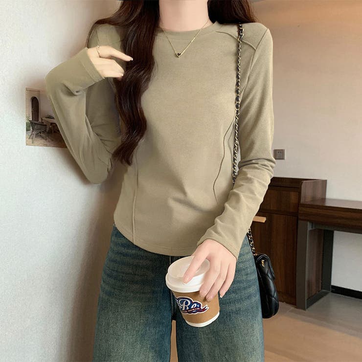 カーキ | Ｔシャツ レディース 丸首 | shoppinggo
