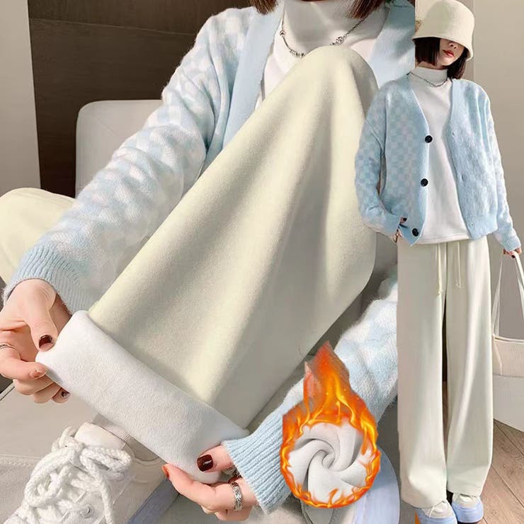 アイボリー | 裏起毛パンツ ワイドパンツ ジョガーパンツ | shoppinggo