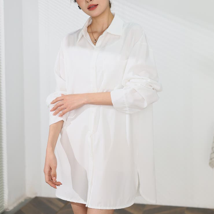 白ブラウス シャツ レディースロングシャツ | shoppinggo | 詳細画像13 