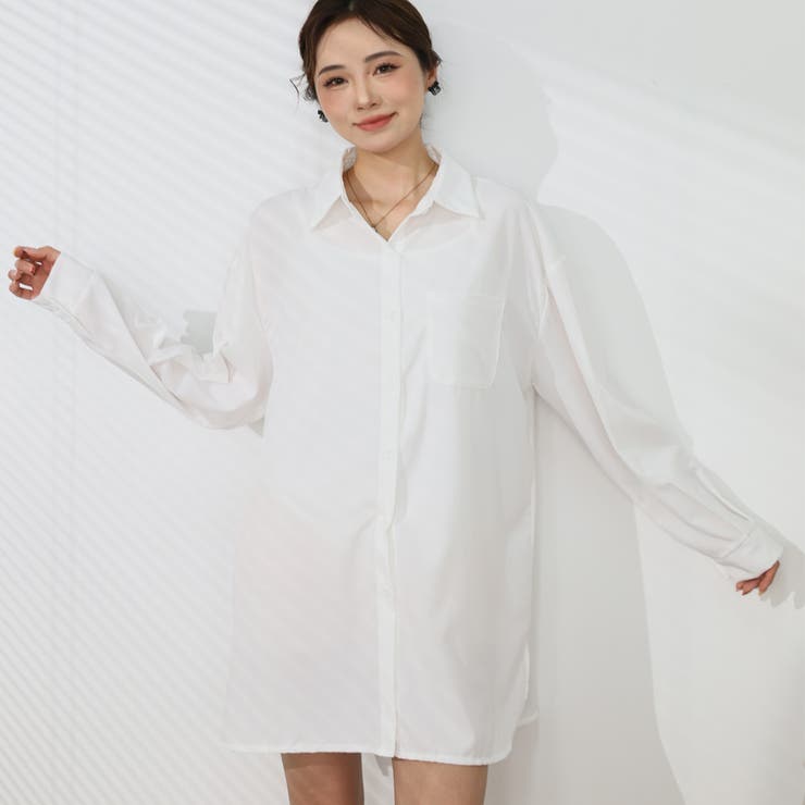 白ブラウス シャツ レディースロングシャツ | shoppinggo | 詳細画像14 
