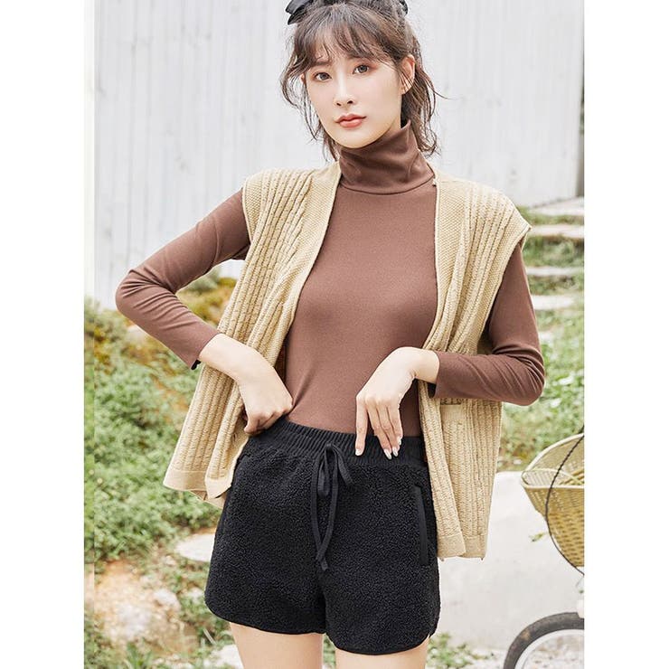 ブラック | ボアショートパンツ 裏起毛 ボトムス | shoppinggo