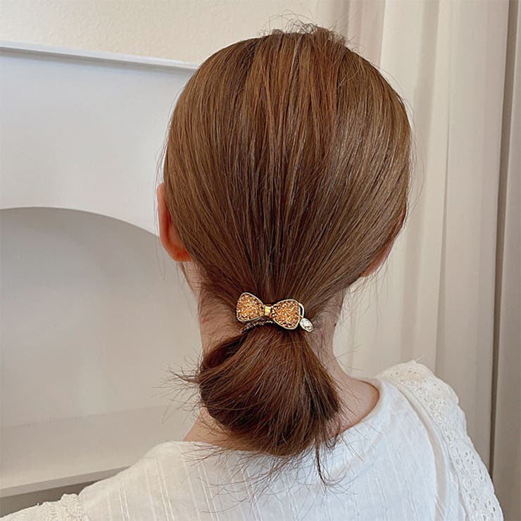 ゴールド | ヘアゴム 蝶結び キラキラ | shoppinggo