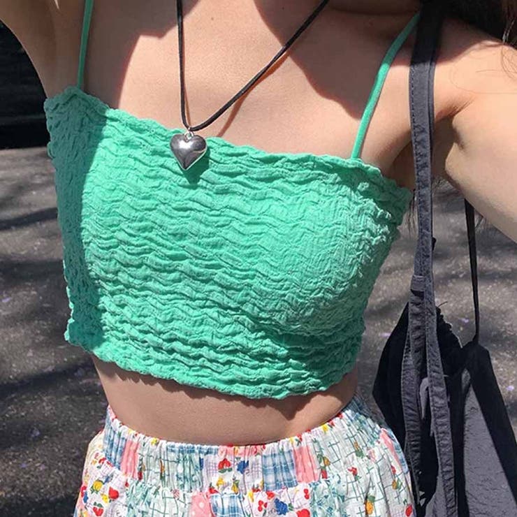 ブルー | キャミソール カップ付 キャミタンクトップ | shoppinggo