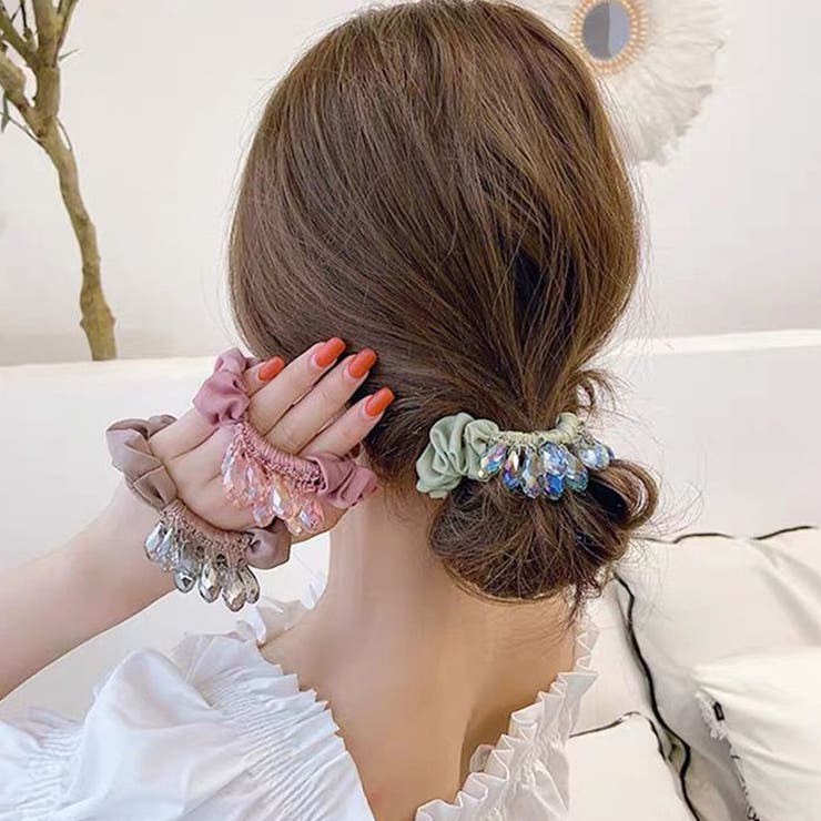 シュシュ キラキラヘアゴム ヘアアレンジ[品番：JRKW0002342