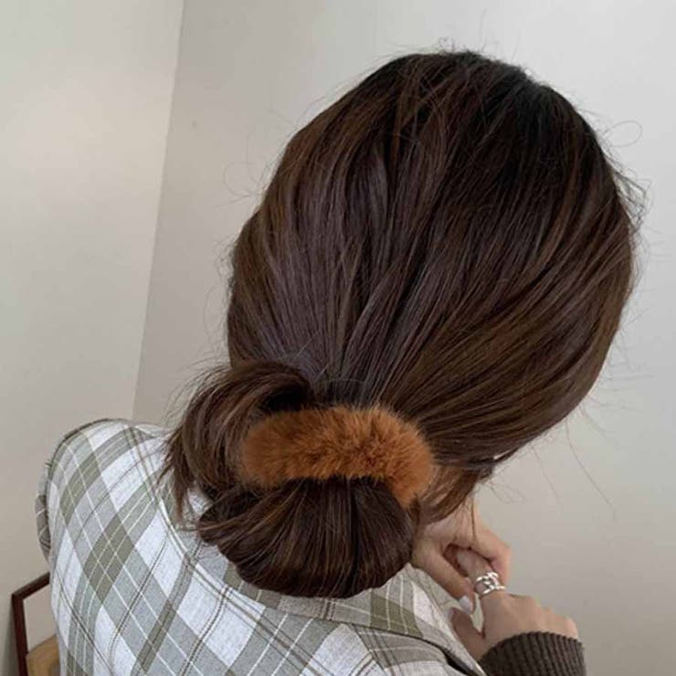 キャメル | ヘアゴム シュシュ フワフワ フェイクファー | shoppinggo