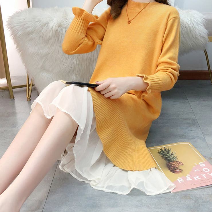 イエロー | ニットワンピース レディース 秋冬 | shoppinggo