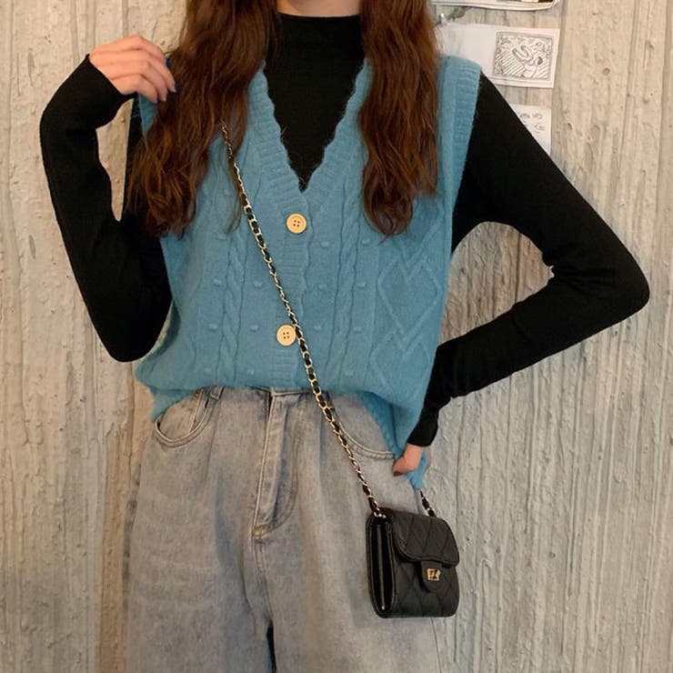 ニットベスト韓国ファッション[品番：JRKW0002542]｜shoppinggo