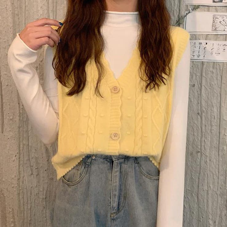 ニットベスト韓国ファッション[品番：JRKW0002542]｜shoppinggo