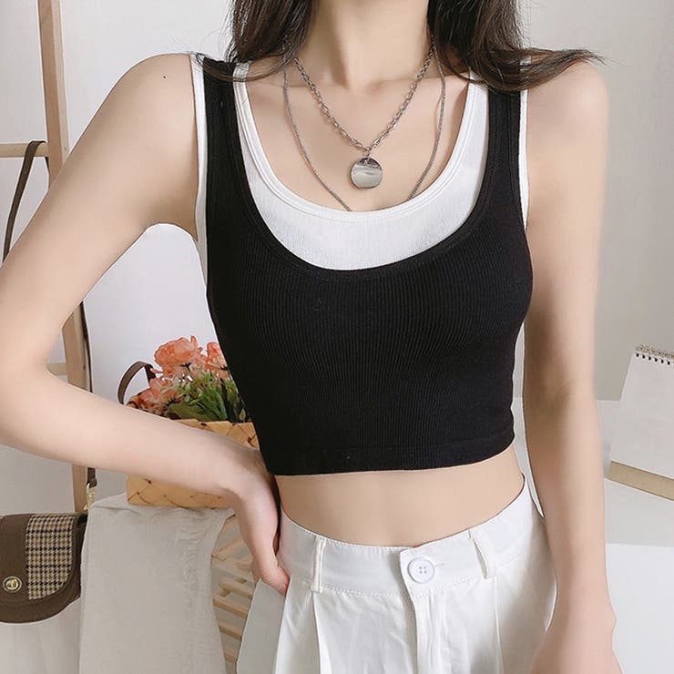 ブラック | 韓国ファッション 夏新作 タンクトップ | shoppinggo