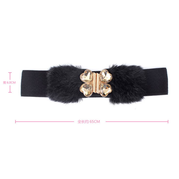 太ベルト レディース ゴムベルト フェイクファー ベルト デザインバックル | shoppinggo | 詳細画像2 