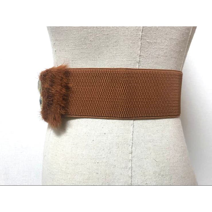 太ベルト レディース ゴムベルト フェイクファー ベルト デザインバックル | shoppinggo | 詳細画像7 