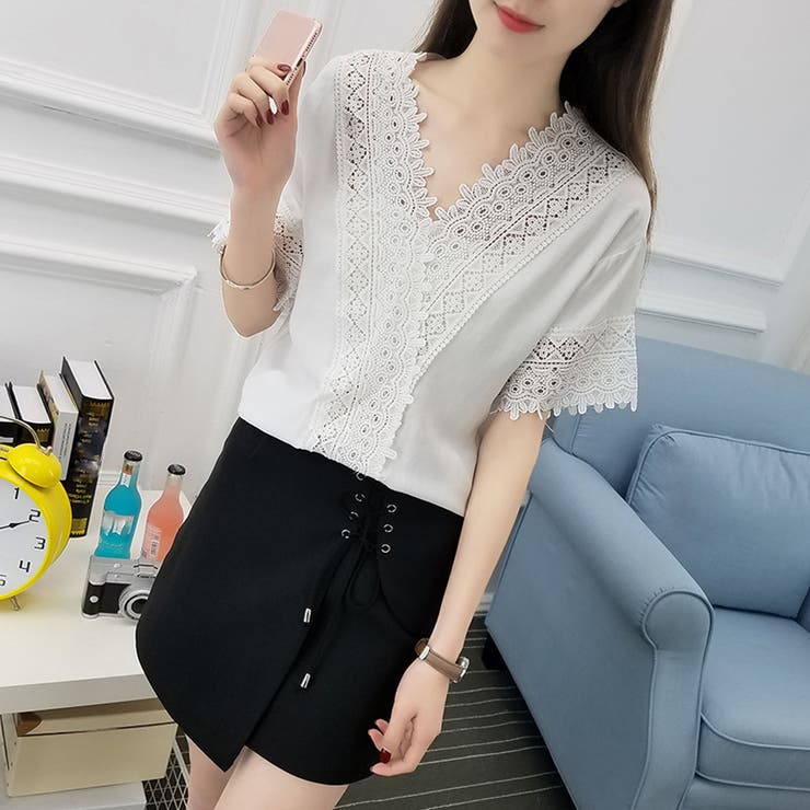 ブラウス レディース トップス シャツ 白ブラウス 半袖 Vネック 刺しゅう 品番 Jrkw Shoppinggo ショッピングゴー の レディースファッション通販 Shoplist ショップリスト