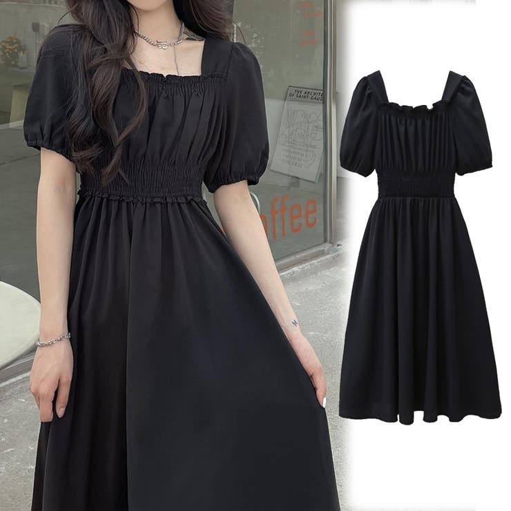 夏ワンピース 半袖 ボートネック[品番：JRKW0002763]｜shoppinggo