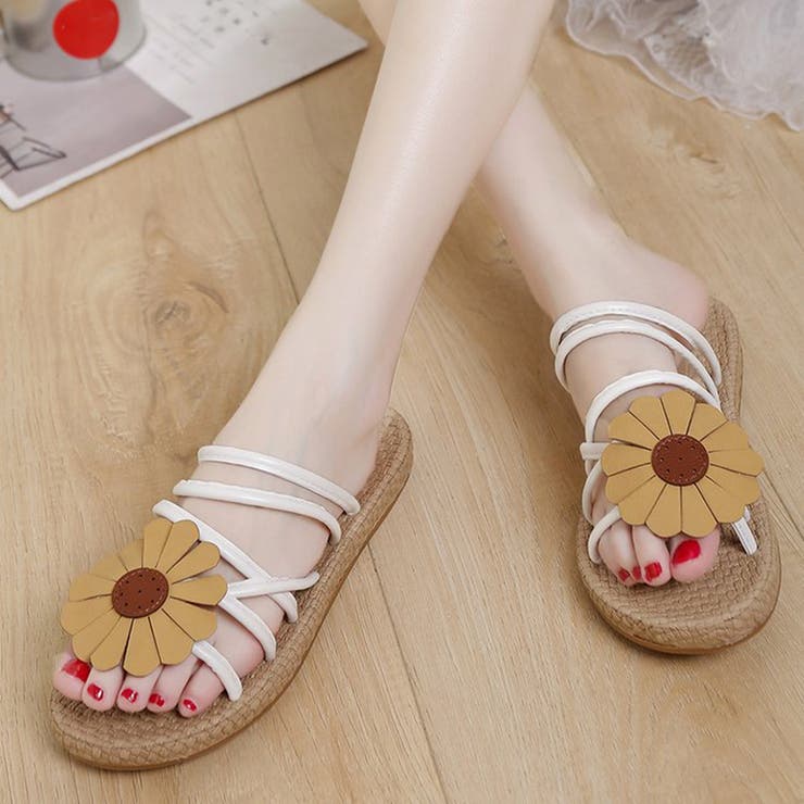 ホワイト | レディースミュール ビーチサンダル スリッパ | shoppinggo