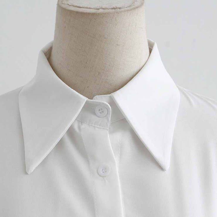 シャツワンピース 白 ロング[品番：JRKW0002948]｜shoppinggo