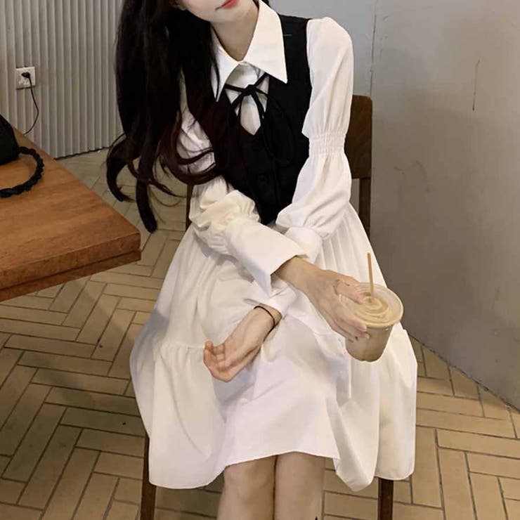 シャツワンピース 白 ロング[品番：JRKW0002948]｜shoppinggo