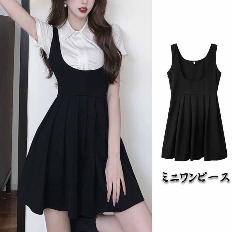 ミニワンピース ミニ丈サロペット タンクトップ[品番