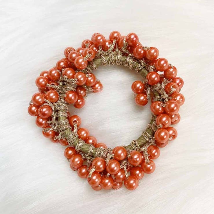 赤橙色 | ヘアゴム パール バブル | shoppinggo