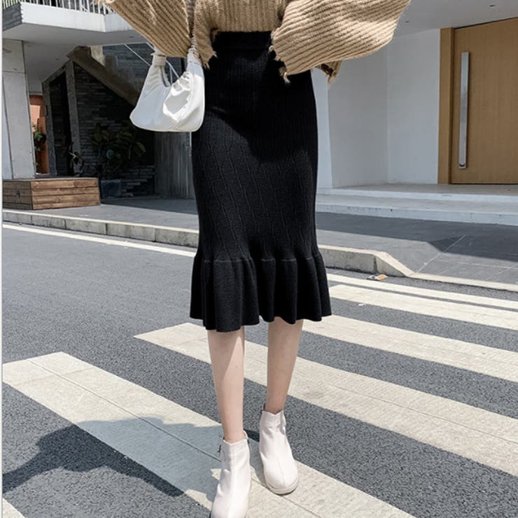 ブラック | ニットスカート ロング 秋冬 | shoppinggo