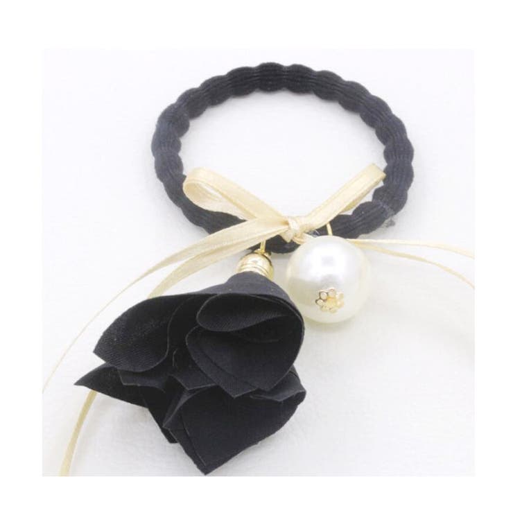 ブラック | ヘアアクセサリー ヘアゴム 髪留め フラワー 小物雑貨 卒業パーティー 旅行 | shoppinggo