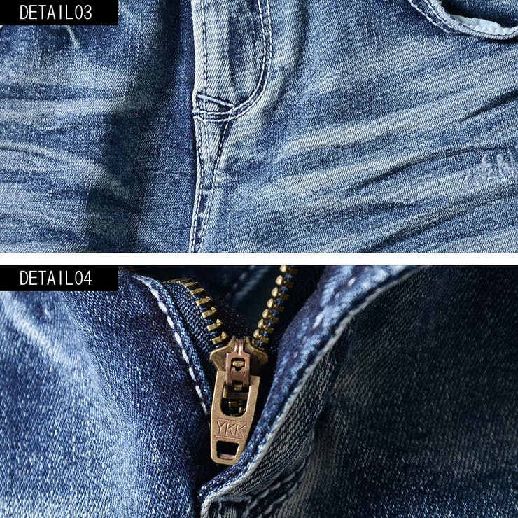 デニムパンツ メンズ CavariAインディゴ染めダメージ加工スキニー | SILVER BULLET | 詳細画像7 