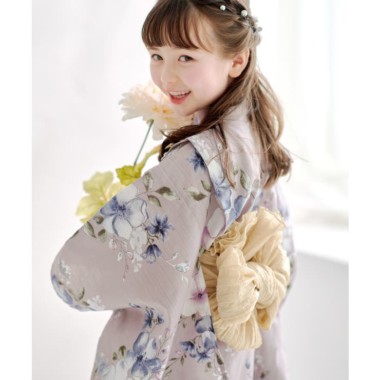 dita浴衣ecru pink flower 拭き取る
