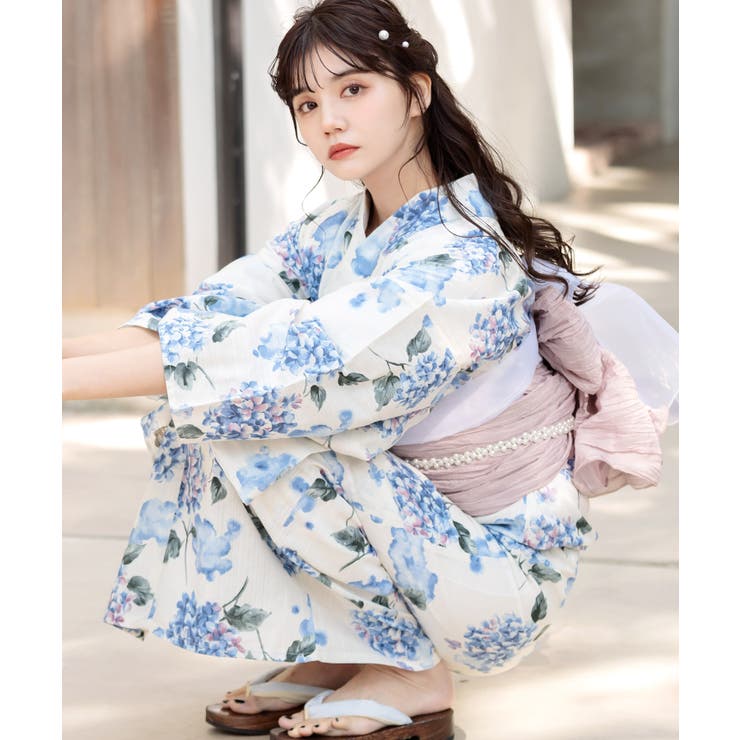9点セットDita 浴衣 紫陽花(襟レース付き) 舞い