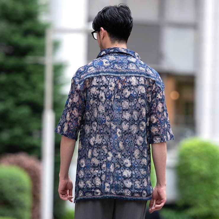 襟配色オープンカラーシャツ[品番：JRDM0007290]｜JUNRED
