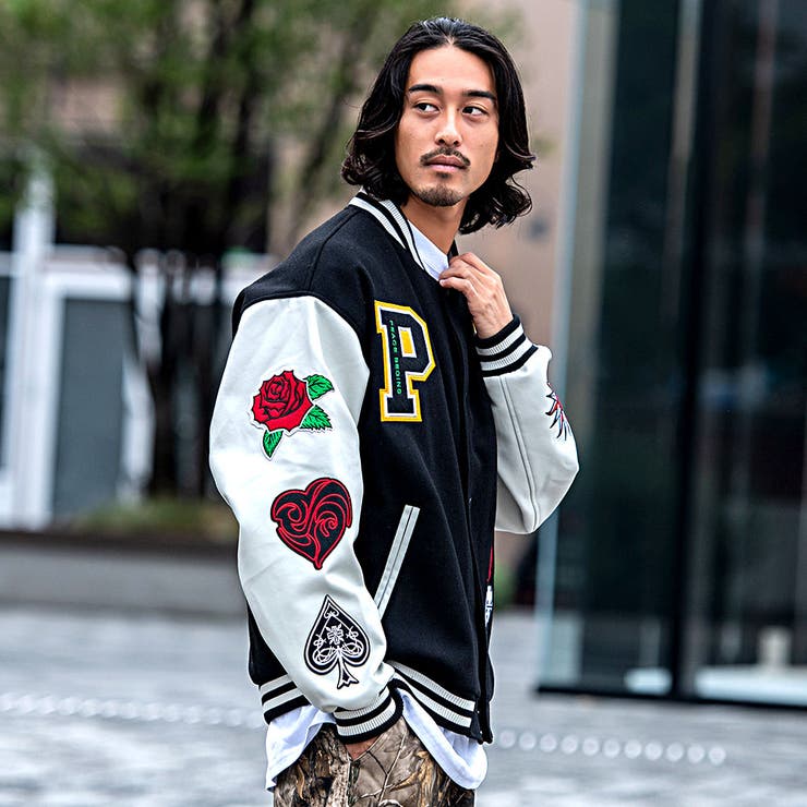 ⚾スタジャン ワッペン ロゴ オーバーサイズ 中綿なし