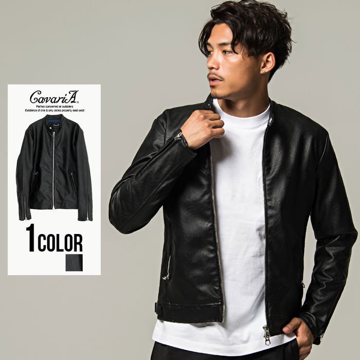 ライダースジャケット メンズ CavariA【キャバリア】PUレザーダブル 
