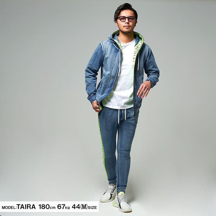 CavariA ジャガードロゴテープ貼付けカットデニムパンツ スウェットパンツ | SILVER BULLET | 詳細画像10 