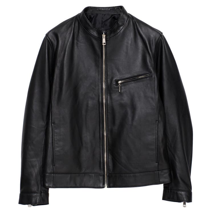 セレクテッドオム SELECTED HOMME ダブルライダースジャケット　Ｌ 普段着感覚でもバイク用として活躍してくれるラムレザー