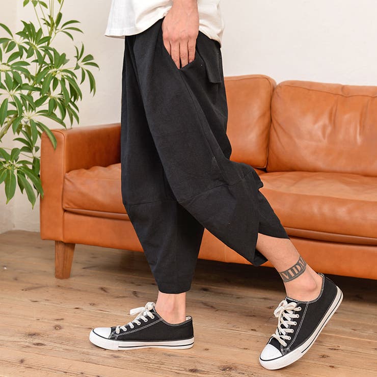 サルエルパンツ メンズ VICCI綿麻サルエルパンツ[品番