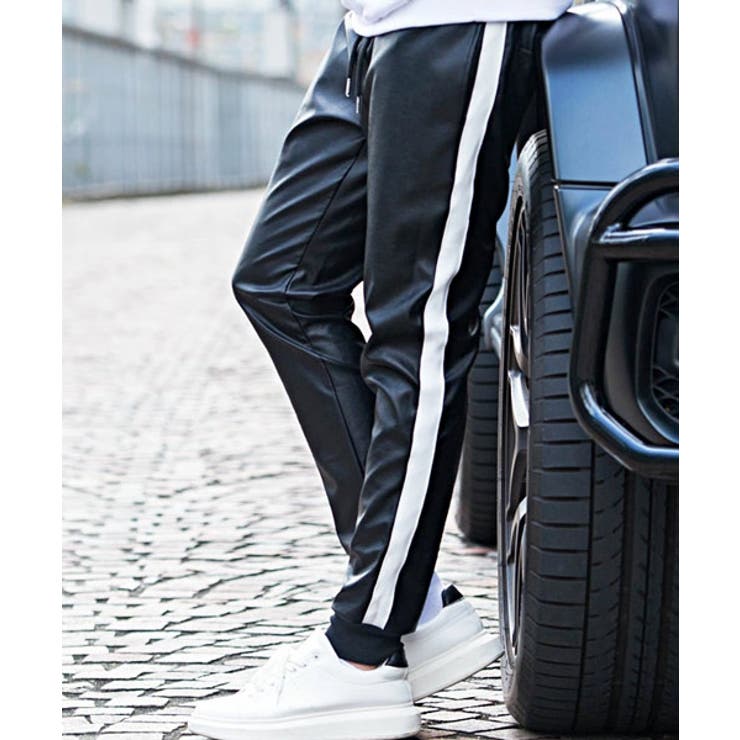 BLK×WHT(ブラック×ホワイト) | ジョガーパンツ メンズ レザーパンツ | SILVER BULLET