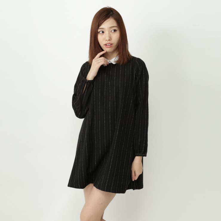 チョーク ストライプ柄 クレリックワンピース | s.i.p | 詳細画像1 