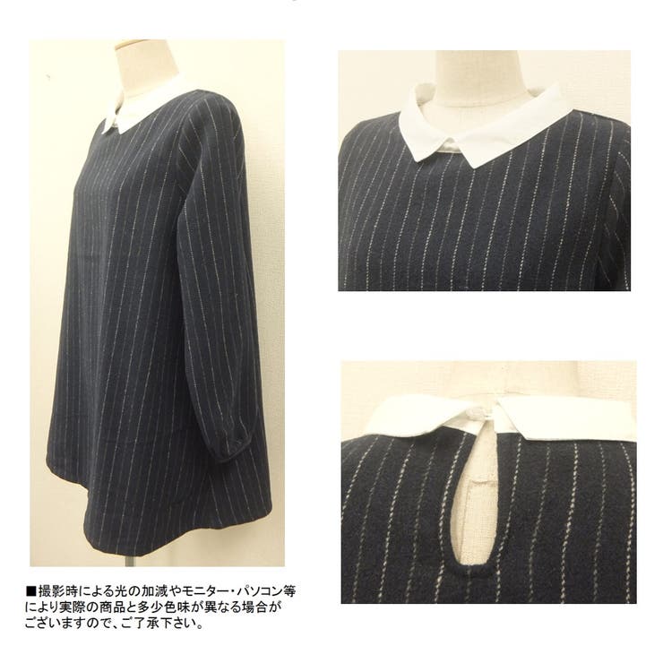 チョーク ストライプ柄 クレリックワンピース | s.i.p | 詳細画像8 