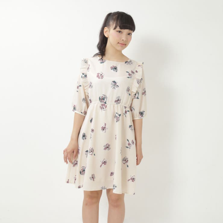 チリメンサテン花柄プリント 肩フリルワンピース 16春 品番 Pb S I P エスアイピー のレディースファッション通販 Shoplist ショップリスト