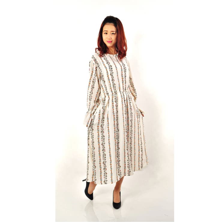 花柄ストライプキャンディースリーブロングワンピース 品番 Pb S I P エスアイピー のレディースファッション通販 Shoplist ショップリスト