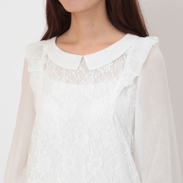 エステルガーゼ前レース裾バルーンブラウス[品番：PB000000181]｜s.i.p