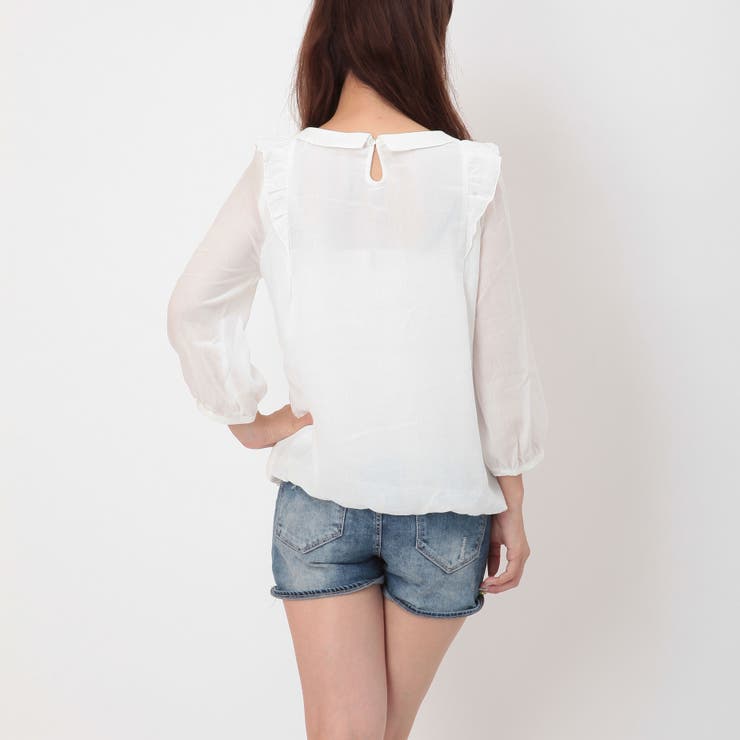 エステルガーゼ前レース裾バルーンブラウス[品番：PB000000181]｜s.i.p